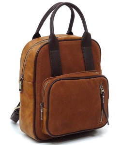 Real Suede Leather Backpack CJF121 BROWN